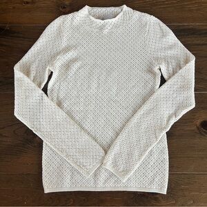 DH New York Women’s Cream Textured Open Knit Sweater
